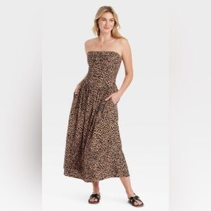 Leopard Print Strapless Dress